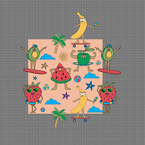 My project in Creative Character Design for Products course : The Summer Fruits. Un progetto di Illustrazione tradizionale e Pattern design di Abhi Habibi - 05.05.2021