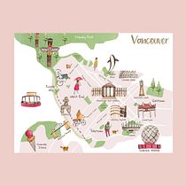 Vancouver downtown ilustrated map (:. Design, and Traditional illustration project by Andrea Mojica - 05.11.2021