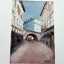 Mi Proyecto del curso: "EJEMPLO URBANO". Un projet de Illustration traditionnelle, Esquisse , Dessin, Aquarelle, Illustration architecturale , et Carnet de croquis de Dina Graciela Bairos - 14.05.2021