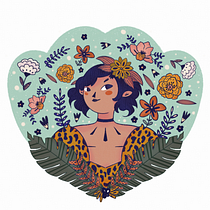 Mi Proyecto : Retrato ilustrado con elementos botánicos. Un progetto di Illustrazione tradizionale, Illustrazione digitale, Illustrazione botanica e Disegno digitale di vannilla859 - 16.05.2021