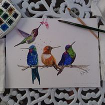 Meu projeto do curso: Técnicas expressivas de aquarela para ilustração de pássaros. Traditional illustration, Watercolor Painting, Realistic Drawing, and Naturalistic Illustration project by Debora Peres - 05.14.2021