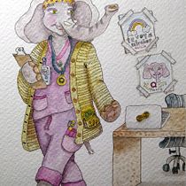 Mi Proyecto del curso: Creación de personajes antropomorfos. Traditional illustration, Character Design, Drawing, Digital Illustration, and Watercolor Painting project by Ana Karina Moreno - 05.18.2021