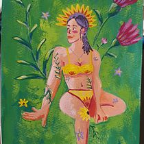 Meu projeto do curso: Retrato ilustrado com elementos botânicos. Un progetto di Illustrazione tradizionale, Illustrazione digitale, Illustrazione botanica e Disegno digitale di be.bela01 - 01.05.2021