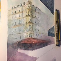 Meu projeto do curso: Desenho arquitetônico com aquarela e tinta. Drawing, Watercolor Painting, and Architectural Illustration project by inescosta - 09.14.2020