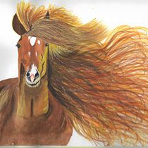 CABALLO LIBRE AL SOL. Traditional illustration, and Watercolor Painting project by cintyaortizlemos - 05.07.2021