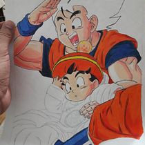 Gohan y Goku totalmente a lapiz. Un proyecto de Diseño, Ilustración tradicional, Dibujo a lápiz y Dibujo de Gaston Arriola - 08.11.2018