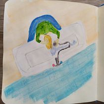 Five minutes for myself.... Traditional illustration, Sketching, Creativit, Drawing, Watercolor Painting, Sketchbook, and Gouache Painting project by miri_dolezalova - 05.23.2021