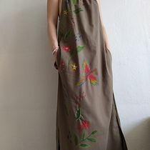 Maxi dress - painting and embroidery combination. Painting, Watercolor Painting, Embroider, and Fashion Design project by miri_dolezalova - 05.23.2021