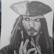My project in Realistic Portrait with Graphite Pencil course - Captain Jack Sparrow. Traditional illustration, Fine Arts, Sketching, Pencil Drawing, Drawing, Portrait Drawing, Realistic Drawing, Artistic Drawing, and Figure Drawing project by melissara5767 - 05.23.2021