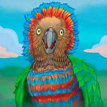 My project in Wildlife Illustration for Children's Books course - Anacã / Red-fan parrot. Un progetto di Illustrazione vettoriale, Illustrazione digitale e Illustrazione infantile di Guilherme - 21.05.2021