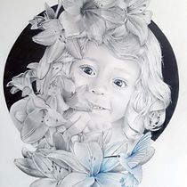 Blue spring: Proyecto Retrato contemporáneo en grafito. Traditional illustration, Fine Arts, Sketching, Pencil Drawing, Drawing, Portrait Drawing, Realistic Drawing, Artistic Drawing, and Figure Drawing project by Coral Felgado - 05.15.2021