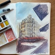 My project in Architectural Sketching with Watercolor and Ink course. Sketching, Drawing, Watercolor Painting, Architectural Illustration, Sketchbook & Ink Illustration project by Amber Chang - 05.27.2021