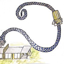 A cobra e a cadeira de praia. Traditional illustration, Painting, Drawing, Watercolor Painting, and Children's Illustration project by Denise Teixeira - 05.28.2021