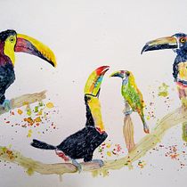 Mi Proyecto del curso: Acuarela artística para ilustración de aves. Traditional illustration, Watercolor Painting, Realistic Drawing, and Naturalistic Illustration project by Ana Karina Moreno - 06.01.2021