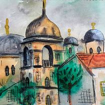 My project in Architectural Sketching with Watercolor and Ink course. Sketching, Drawing, Watercolor Painting, Architectural Illustration, Sketchbook & Ink Illustration project by Diana Kot - 06.01.2021