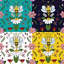 Bee Pattern: Progettazione di motivi illustrati. Design, Traditional illustration, Pattern Design, and Printing project by dome.grasso15 - 06.01.2021