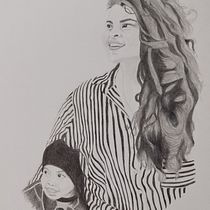 Mamá e hijo. Traditional illustration, Fine Arts, Sketching, Pencil Drawing, Drawing, Portrait Drawing, Realistic Drawing, Artistic Drawing, and Figure Drawing project by Jurgen Azofeifa - 06.06.2021