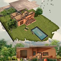 Casa en el campo. Architecture, L, scape Architecture, Digital Illustration, Digital Architecture, Architectural Illustration, Interior Design, Interior Decoration, and Design project by Galia Matey - 06.08.2021
