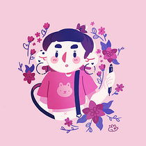 Meu projeto do curso: Retrato ilustrado com elementos botânicos. Un progetto di Illustrazione tradizionale, Illustrazione digitale, Illustrazione botanica e Disegno digitale di maruartbox - 08.06.2021