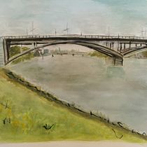 Wettsteinbrücke in Basel, Switzerland. Un projet de Esquisse , Dessin, Aquarelle et Illustration architecturale de Michèle Voyer - 09.06.2021