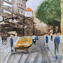 Mon projet du cours : Paysages urbains à l’aquarelle. Un projet de Beaux Arts, Aquarelle et Illustration architecturale de emilietaglang - 09.06.2021