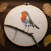 Pettirosso - @neneedle on instagram. Traditional illustration, and Embroider project by Nene - 06.10.2021