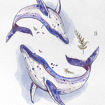 Brand new WWW - Wide Whales World. Projekt z dziedziny Trad, c, jna ilustracja,  R, sunek, Malowanie akwarelą, Ilustracja w i dawnicza użytkownika Niuta Godlewska - 11.06.2021
