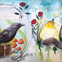 My project in Illustration Using Mixed Techniques: Fantastic Binomials course. Un projet de Peinture, Collage, Dessin artistique, Peinture acr , et lique de Cathy Ledtje-Piancone - 13.06.2021