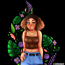 Meu projeto do curso: Retrato ilustrado com elementos botânicos. Un progetto di Illustrazione tradizionale, Illustrazione digitale, Illustrazione botanica e Disegno digitale di Victória Evangelista Navarro - 14.06.2021