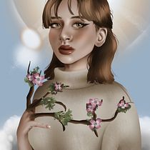 Mon projet du cours : Portraits numériques de style onirique avec Photoshop. Traditional illustration, Drawing, Digital Illustration, Portrait Drawing, Digital Drawing, and Digital Painting project by Bine Lavoie - 06.15.2021