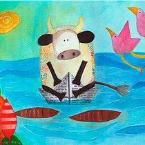 Mi Proyecto del curso: Ilustración narrativa infantil con técnicas mixtas Toro y Balsa. Ilustração tradicional, Colagem, Desenho a lápis, Ilustração infantil, Narrativa, e Pintura guache projeto de María Teresa De La Vega G. - 13.07.2021