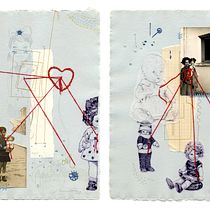 Mi Proyecto del curso: Técnicas de bordado experimental sobre papel "El Hilo rojo". Un progetto di Belle arti, Collage, Ricamo e Design di Maria Rico Mira - 17.06.2021