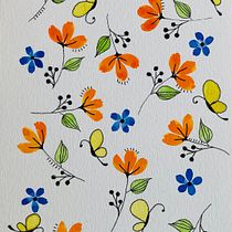 My project in Vibrant Floral Patterns with Watercolors course. Traditional illustration, Pattern Design, Watercolor Painting, Botanical Illustration, and Advertising project by robbib - 06.13.2021