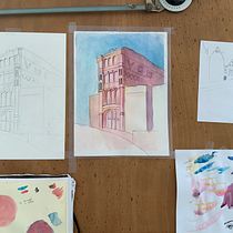 Final project in Architectural Sketching with Watercolor and Ink course. Sketching, Drawing, Watercolor Painting, Architectural Illustration, Sketchbook & Ink Illustration project by judithstra - 06.18.2021