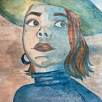 Mi Proyecto del curso: Ilustración y caracterización de personajes con acuarela-Autorretrato. Un proyecto de Ilustración tradicional, Diseño de personajes, Pintura y Pintura a la acuarela de Margarita Nieva - 19.06.2021