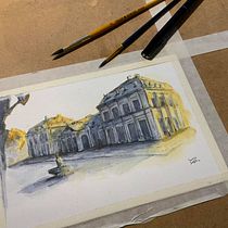My project in Architectural Sketching with Watercolor and Ink course. Sketching, Drawing, Watercolor Painting, Architectural Illustration, Sketchbook & Ink Illustration project by Niuta Godlewska - 06.19.2021