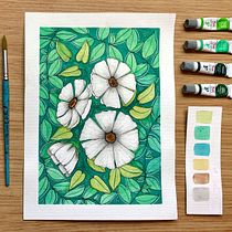 Meu projeto do curso: Técnicas de aquarela negativa para ilustração botânica Ein Projekt aus dem Bereich Traditionelle Illustration, Aquarellmalerei und Botanische Illustration von irbene - 12.06.2020