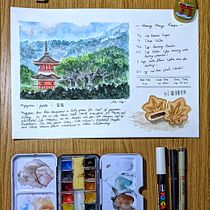 My project in Watercolor Travel Journal course. Traditional illustration, Watercolor Painting, Architectural Illustration, and Sketchbook project by Ila Fox - 06.13.2021