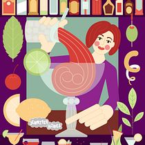 Cool Bartender - Cocktail Hour, Final Project Illustration. Traditional illustration, Graphic Design, Vector Illustration, and Digital Illustration project by Jennifer Hines - 06.21.2021