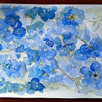 Flores azules en negativo Ein Projekt aus dem Bereich Traditionelle Illustration, Aquarellmalerei und Botanische Illustration von Celeste Azul - 21.06.2021