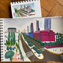 Sketchbook pictórico en gouache. Traditional illustration, Sketching, Drawing, Architectural Illustration, Sketchbook, and Gouache Painting project by julianadomina - 06.14.2021
