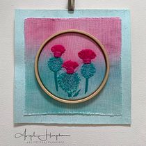My project in Embroidery and Watercolor Basic Techniques course. Watercolor Painting, Embroider, and Painting project by Angela Harpham - 06.21.2021