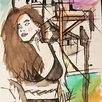 Yolanda - Sketching artístico em aquarela. Traditional illustration, Sketching, Creativit, Drawing, Watercolor Painting, and Sketchbook project by renanmaximo - 06.01.2021