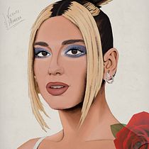 Mi Proyecto es sobre Dua Lipa. Ilustração tradicional, Ilustração vetorial, Ilustração digital, e Desenho de retrato projeto de Vicente Herrera - 01.09.2020