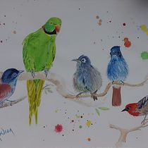 My project in Artistic Watercolor Techniques for Illustrating Birds course. Traditional illustration, Watercolor Painting, Realistic Drawing, and Naturalistic Illustration project by Muhammud Azhar Badulla - 06.24.2021