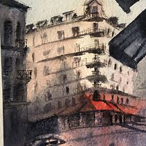 cafe de paris. Watercolor Painting project by patty_raffo_c - 06.20.2021