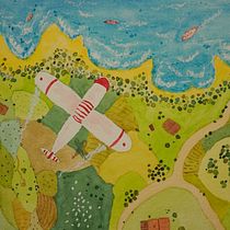 Damunt la mar arrissada es avions. Projekt z dziedziny Trad, c, jna ilustracja,  R, sunek, Malowanie akwarelą, Ilustracja w i dawnicza użytkownika montseruiz45 - 25.06.2021