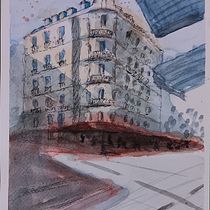 My project in Architectural Sketching with Watercolor and Ink course. Sketching, Drawing, Watercolor Painting, Architectural Illustration, Sketchbook & Ink Illustration project by Tharoon B - 06.28.2021