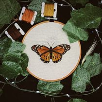 My Monarch Butterfly in Realistic Embroidery Techniques Course. Traditional illustration, and Embroider project by Giovanna PC - 07.01.2021