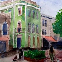 My project in Architectural Sketching with Watercolor and Ink course. Sketching, Drawing, Watercolor Painting, Architectural Illustration, Sketchbook & Ink Illustration project by sabine_richartz - 07.01.2021